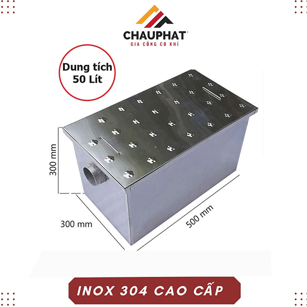 Bẫy dầu mỡ cho nhà bếp 50L BM-N50 - Gia Công Thiết Bị Bếp Châu Phát - Công Ty TNHH SX TM Xây Dựng Cơ Khí Châu Phát